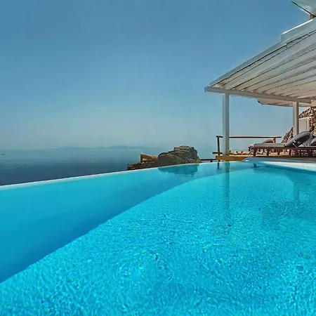 别墅 Exquisite Mykonos Cielo 2 Bedroom Private Pool And Outdoor Jacuzzi Panoramic Sea And Sunset View Gym Helipad Tennis Court , *