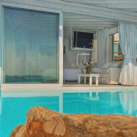 Exquisite Mykonos Cielo 2 Bedroom Private Pool And Outdoor Jacuzzi Panoramic Sea And Sunset View Gym Helipad Tennis Court , Fanari (Mykonos)